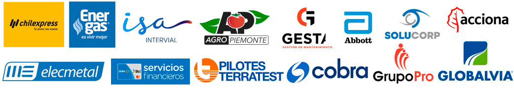 chilexpress, energas, isa intervial, agropiamonte, gesta mantenimiento, abbott, solucorp, acciona,elecmetal, lider, pilotes terratest, cobra, grupopro, globalvia